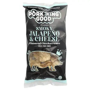 Pork King Good Flavored Chicharrones, Smoky Jalapeno & Cheese, 1.75 oz (49.5 g) Pork King Good Flavored Chicharrones, Smoky Jalapeno & Cheese, 1.75 oz (49.5 g)