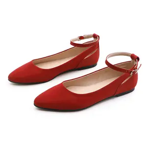 Women's Solid Color Pointed Toe Ballet Flats | Elegant Ankle Strap Low Wedge Comfortable Non-Slip Work Shoes for Daily Wear