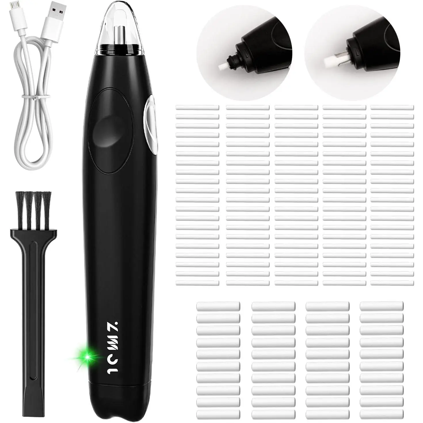 Electric Eraser for Artists, Rechargeable Electric Eraser Kit, 140 Refills, Automatic Portable Eraser for Precise Drawing, Pencil Eraser for Sketch Pencil, Crafts (Black)