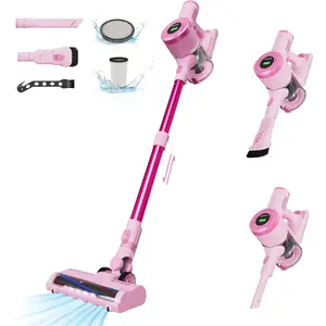 Cordless Stick Vacuum Cleaner, 30KPa Handheld Rechargeable  Lightweight Small Pink Vac Electirc Broom, 40Mins Runtime for Home Hard Floor Carpet  Cleaning, LED Screen