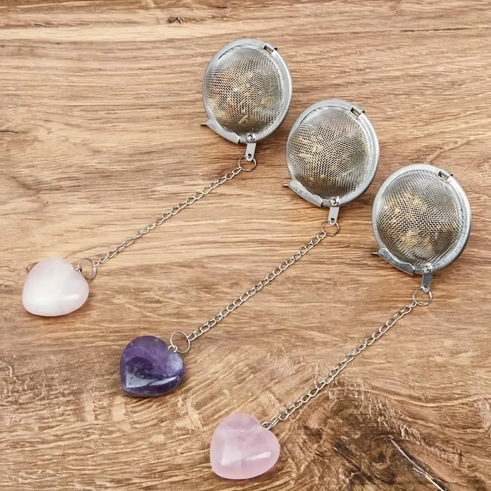 Heart Shaped Crystal Tea Infuser, 1 Count Cute Tea Strainer, Stainless Steel Tea Making Tool for Home Office Use, Tea Lover Gift