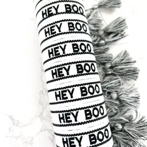 Hey Boo Halloween Embroidered Woven Bracelet