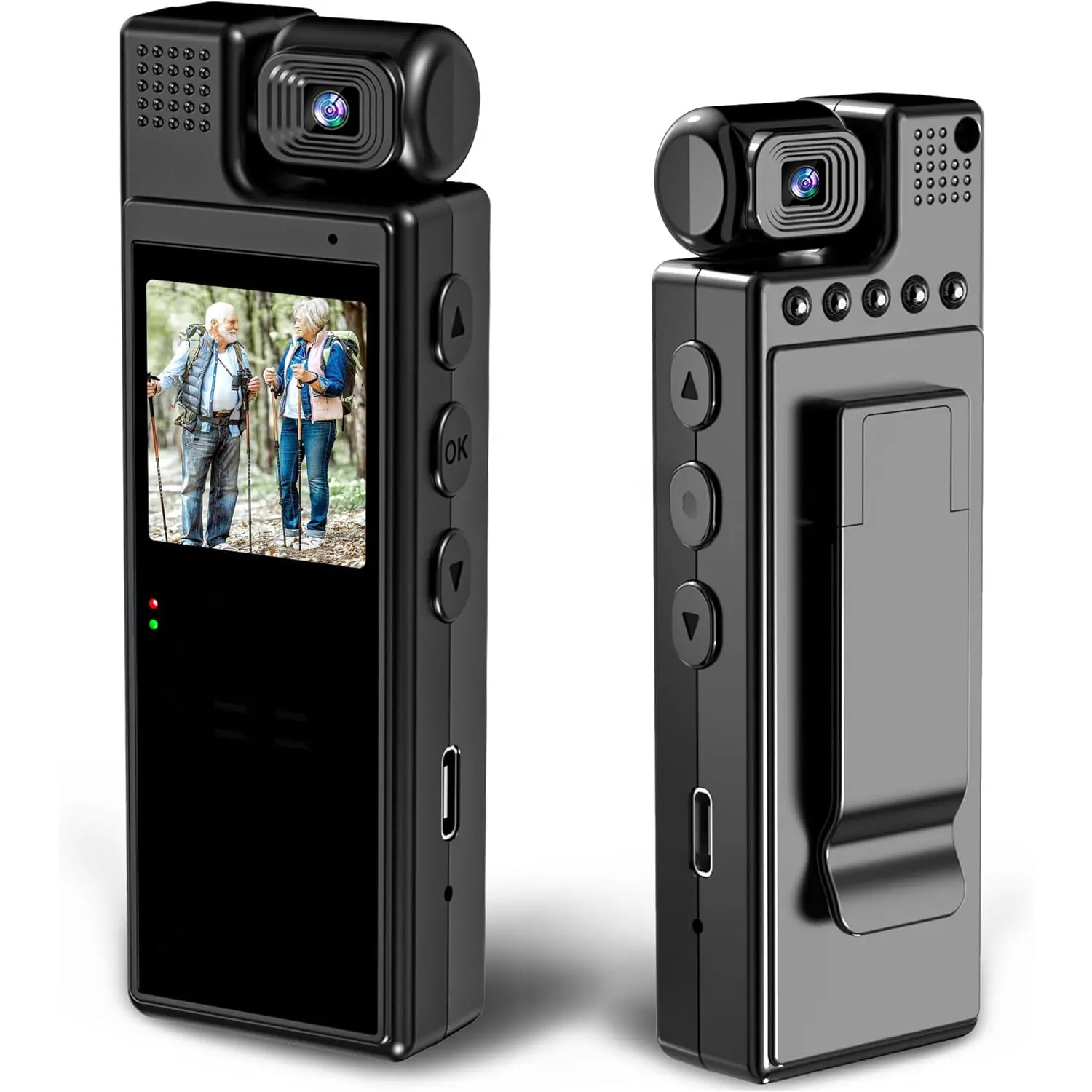 HD1080P Mini Body Camera 180? Rotatable Lens 6HR  Video Body Camcorder Motion Detection Night Auxiliary Lights Body Mounted Camera for Sports Cycling Security  Law Enforcement