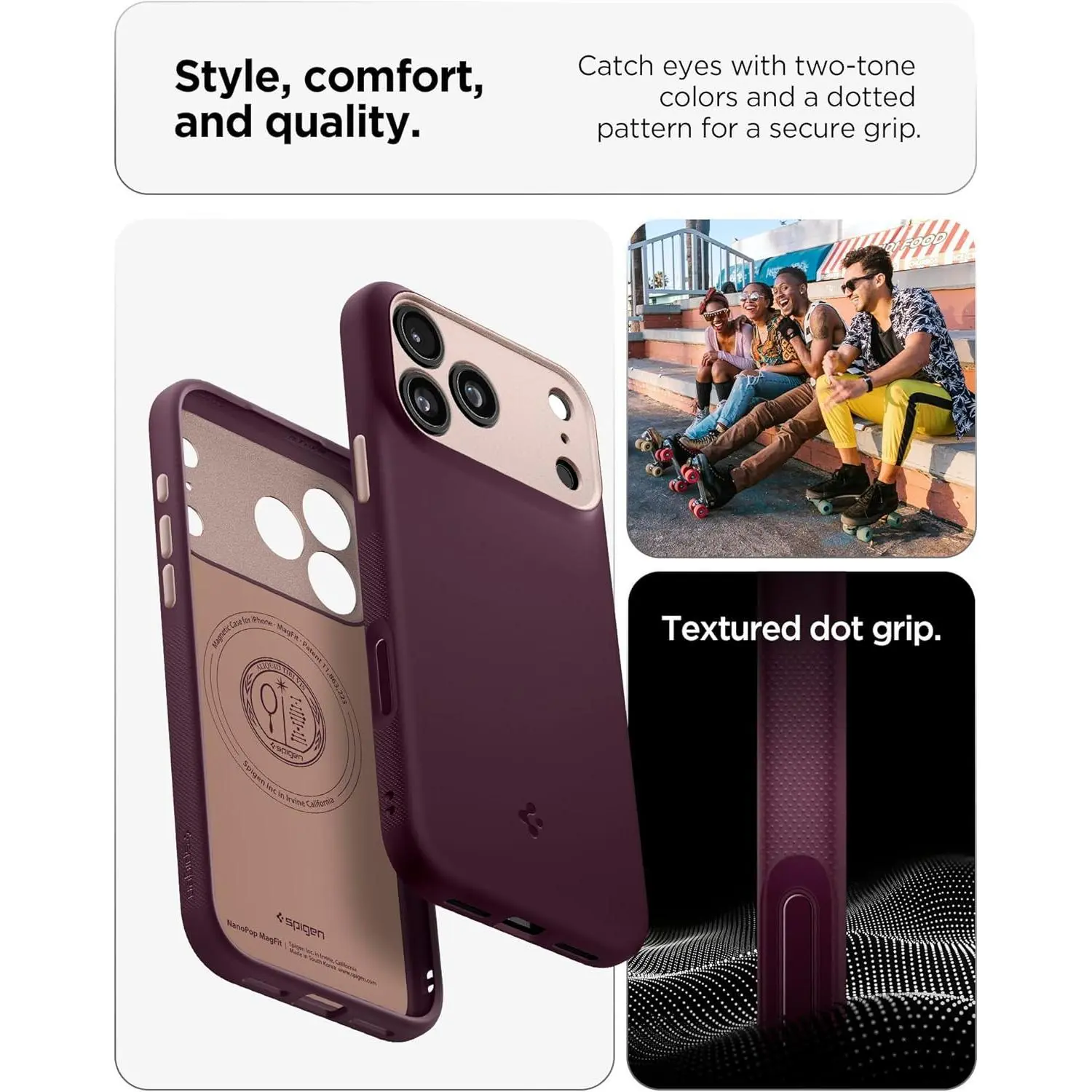 Spigen Smartphone Casing for iPhone 17 Pro Max, Nano Pop MagFit Cellphone Accessories with TPU-Covered Camera Control, MagSafe-Compatible for Device Protection - Burgundy Bean