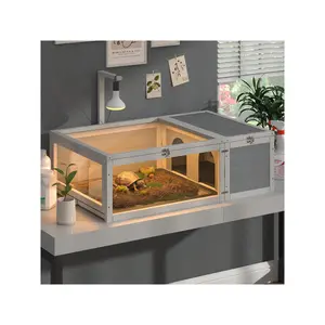 Wooden Tortoise Habitat Indoor/Outdoor Tortoise Enclosure With Light Stand Large Reptile Cage Home Small Animal Breeding Box Small Amphibians Enclosure Cage