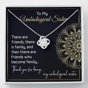 Unbiological Sister Love Knot Necklace, Best Friend Necklace, Soul Sister, Bridesmaid Gift, BFF Gift, Love Knot, Sister-In-Law, Mandela