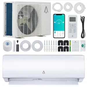 9000 BTU Mini Split AC/Heating System, 19 SEER2 Inverter Ductless Heat Pump, WiFi Wall Mount Split System Air Conditioner, Up to 750 Sq ft, 230V, Installation Kit, Timer Sleep Mode, Quiet