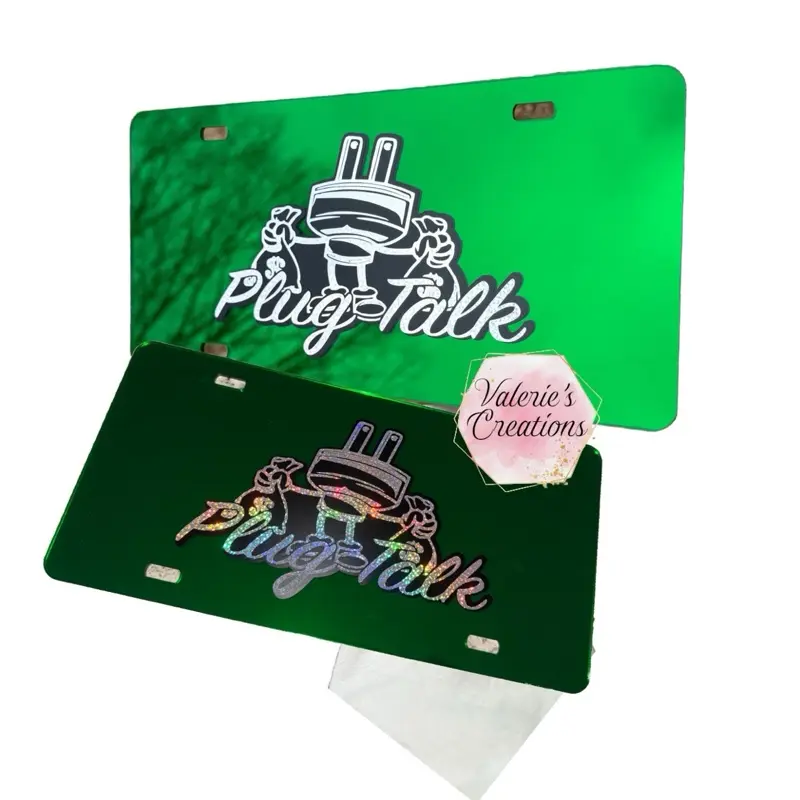 Plug Talk Chrome License Plate - Original Chrome License Plate with Chrome Background and Unique Design