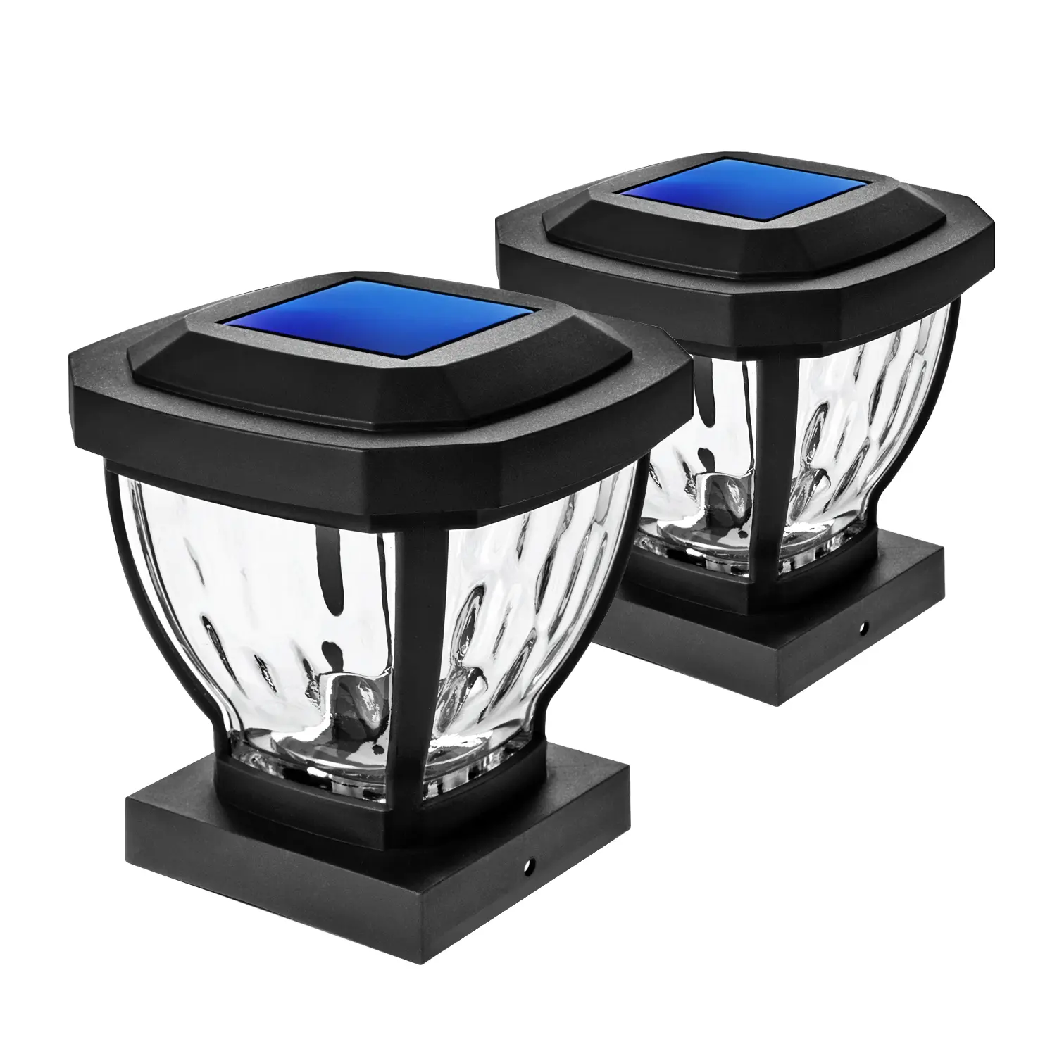 Home Zone Living Secure Glass Solar Post Cap Lights, Lithium Battery, Fits up to 3.75”x3.75” Posts, Adjustable Color Temperature