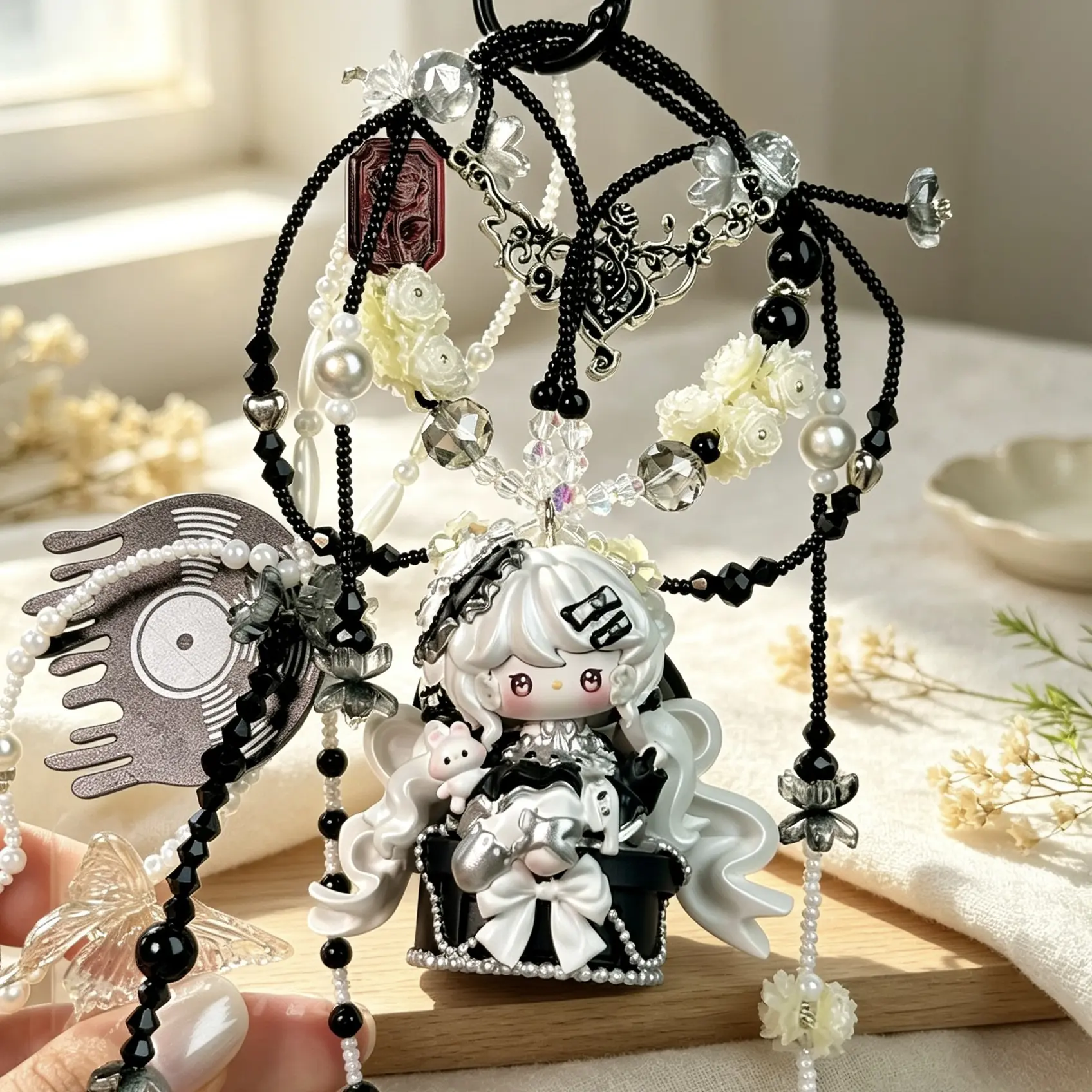 Cute Bear & Dessert Charm Phone Chains, Handmade-Style Bag Keychain Accessory