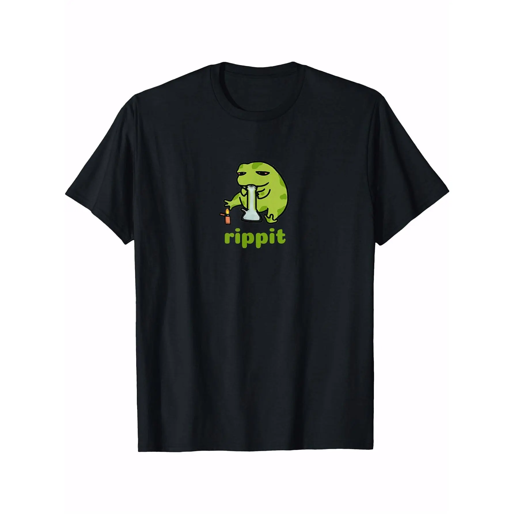 Men's Trendy Frog Graphic Tee - Soft Cotton, Black Crew Neck, Short-Sleeve with "RIPPIT" Print |   Relaxed Fit for Comfortable Summer Wear |   Versatile & Casual Style |   Machine Washable |   Sizes 88.18-198.42LB, Frog Decor