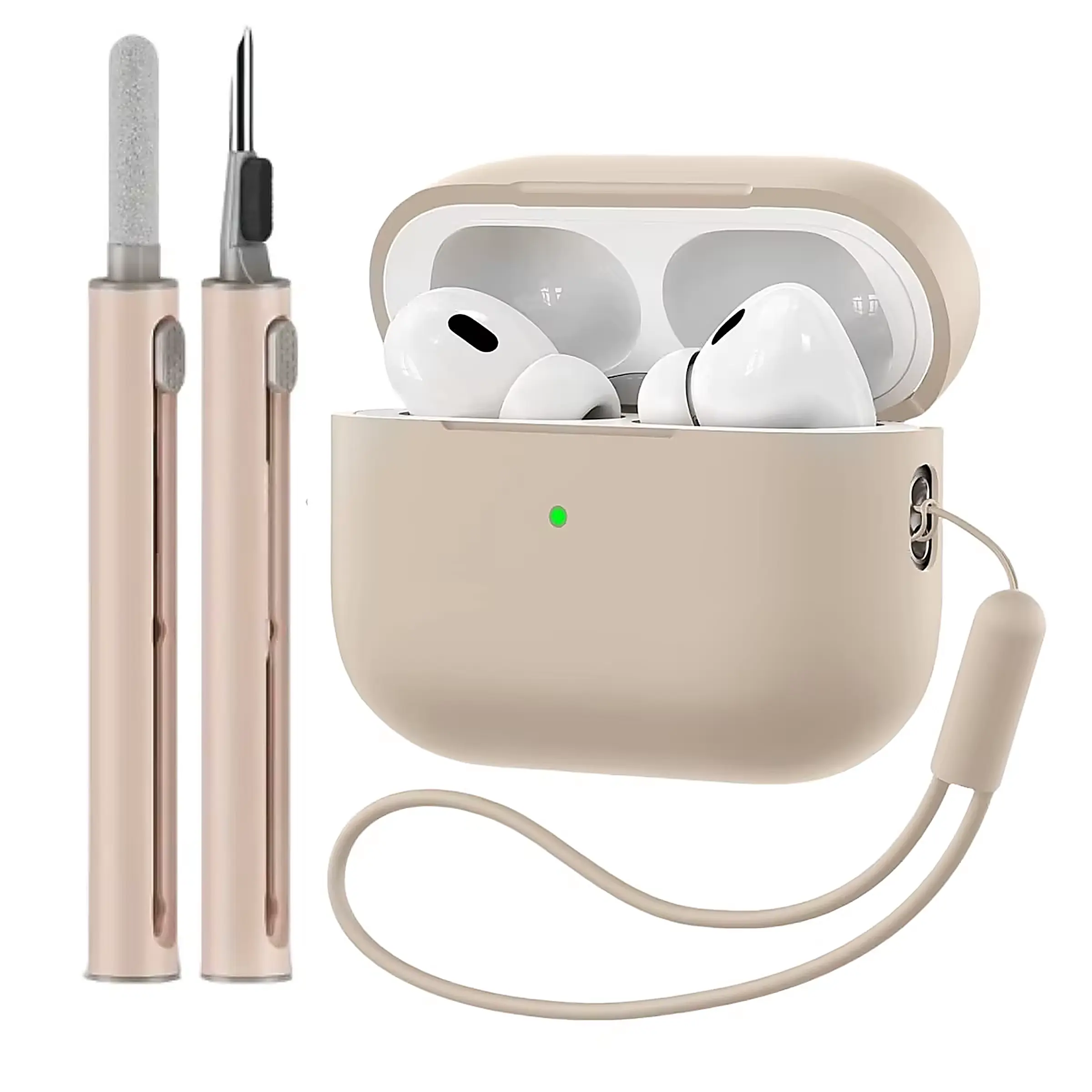 Silicone Case With Cleaning Pen and Carabiner for AirPods Pro 2