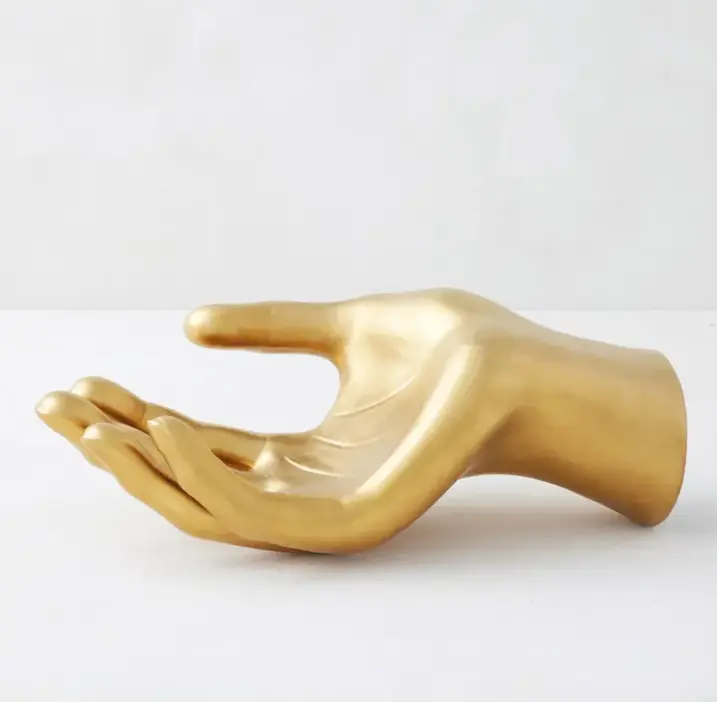 Z Gallerie Ceramic Hand Figurine - Gold Fluid Metal Design, Modern House Decor, Desktop Statue, Interior Decoration Accessory