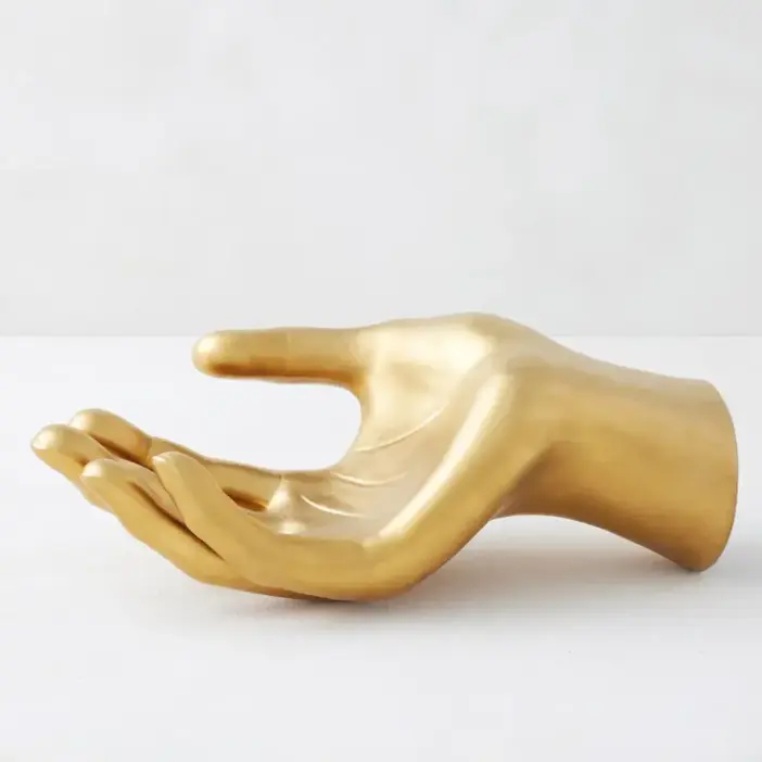 Z Gallerie Ceramic Hand Figurine - Gold-Metal Shimmer Design, 8.75"w x 8.25"d x 17.75"h, Modern Home Decor, Livingroom Decor and Accessories, Earring-Holder, Desk Centerpiece