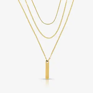 EVRY JEWELS Gold or Silver Plated Women's That Girl Necklace 3 Piece Set