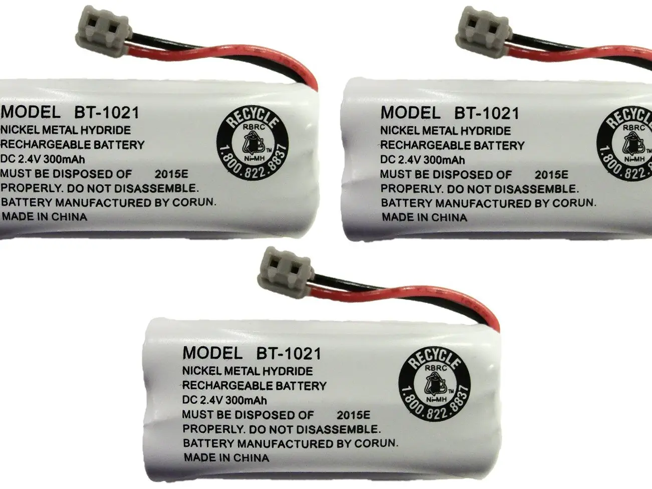 Battery BT-1021 (3-Pack) Replacement Rechargeable Battery For many Uniden Phone Systems and Cordless Handsets, DC 2.4V 300mAh Cellphone Smartphones