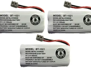 Battery BT-1021 (3-Pack) Replacement Rechargeable Battery For many Uniden Phone Systems and Cordless Handsets, DC 2.4V 300mAh Cellphone Smartphones