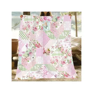 [] 1pc, Vintage Floral Patchwork Blanket, 60x80inch, Charming Home Decor, Ideal For Home Sofa, Rustic Style, Living Room And Office Nap Blanket And Travel Use.Lium40-30*40in