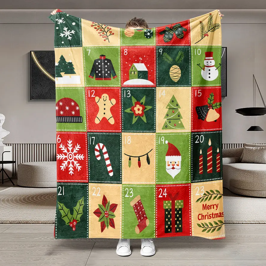 Christmas Classic Flannel Blanket - Large, Soft, Lightweight, Warm, Breathable, Wrinkle-Resistant, Flat-Weave, All-Season Family Blanket for Adults - Ideal for Bed, Sofa, Winter & Birthday Gift