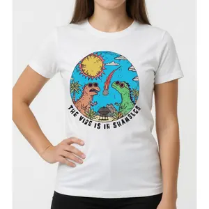 The Vibe is in Shambles T-Shirt - Funny Dinosaur Meme Graphic Tee - Retro 90s Y2K Aesthetic Statement Top - Witty Extinction Illustration Apparel - Humorous Ironical Slogan Shirt - Trendy Internet Culture Nostalgia Tee - Ultra-Soft Comfy Fabric for