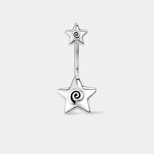 Oufer 14G Spiral Stars Internally Threaded Belly Button Ring
