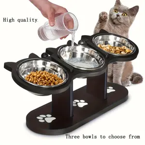 A Three-Tier Elevated Cat Feeder with a 15-Degree Adjustable Angle, Stainless Steel Pet Bowls, Includes Three Stands, Easy to Assemble And Carry, Detachable for Cleaning, Essential for Multiple Cats.