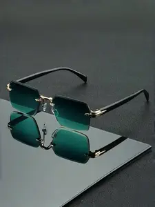 Fashion Square Frameless Glasses, Lightweight Design, Unisex, Suitable for Daily Wear and Parties, Stylish Eyewear for Men and Women