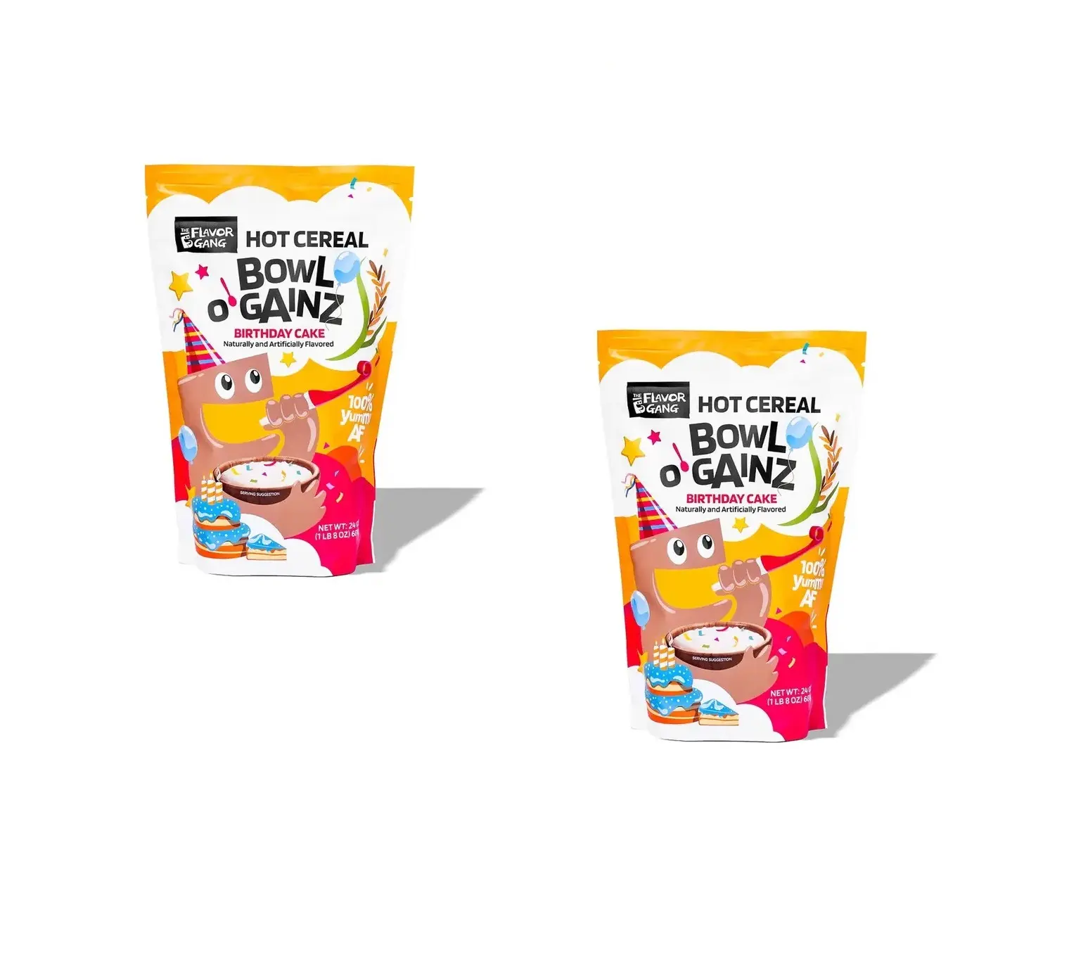 2 Pack - The Flavor Gang Bowl O Gainz, Cream Of Rice, Hot Cereal 24 oz - ( Choose Flavors )