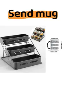 [send mug]3-layer metal storage rack removable adjustable storage rack kitchen countertop seasoning snack storage rack household supplies storage rack Organiser Classic Black