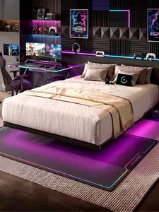 【SummerVibes】ONBRILL Smart LED Floating Bed Frame, Queen Size Bed Frame with Power Outlet, Metal Platform Bed Frame, No Box Spring Needed, No Noise, Easy Assembly, Bedroom Furniture, Stylish Furniture