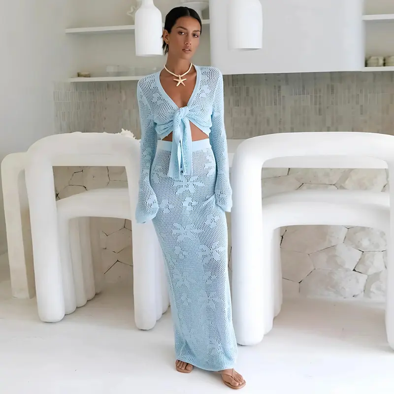 crochet dress long sleeve cover up - TikTok Shop