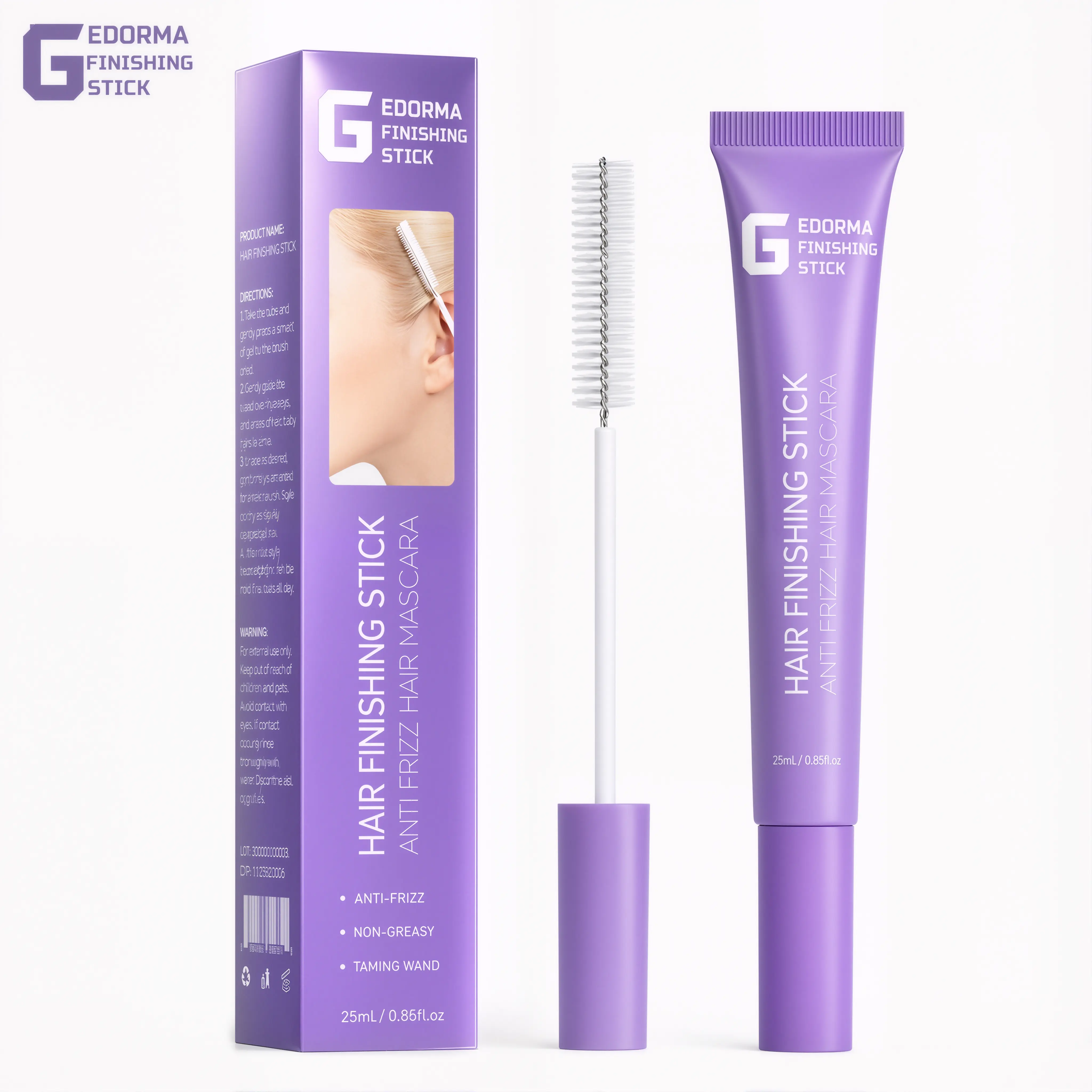 (Retail) Frizz Control & Flyaway Hair Taming Wand, Lightweight Hair Mascara Hair Styling Wax Stick Hair Solution for Women Girls Gifts Haircare Clear Cactus Fruit Extract Daily