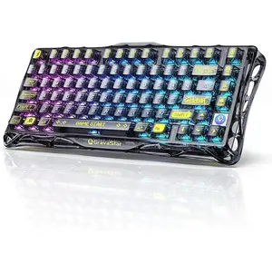 Mercury K1 Lite 75% Gaming Keyboard, 2.4Ghz/Bt/Wired Tri-Mode Wireless Keyboard, Gasket Hot Swappable Mechanical Keyboard, Pre-Lubed Linear Switches, RGB Backlit (Transparent Black)