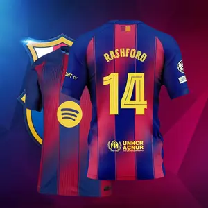 14# Rashford 25-26 Season Home Short Sleeve Soccer Jersey Fans Version Red Blue Football Jersey