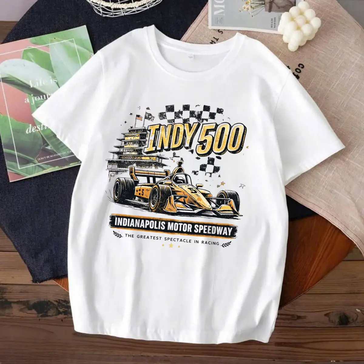 Indy 500 Racing Car Graphic Tee – Indianapolis Motor Speedway Vintage Shirt, Motorsport Fan Apparel