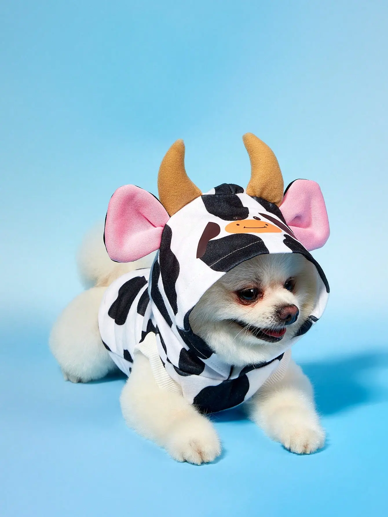AESS x PETSIN Pet Cat Dog Universal Sleeveless Hoodie Cute Cow Print Cartoon 3D Cosplay Sweatshirt For Pets