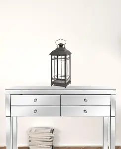 HomeRoots 517567 20 x 8.5 x 8.5 in. Black Flameless Floor Lantern Candle Holder - Set of 3