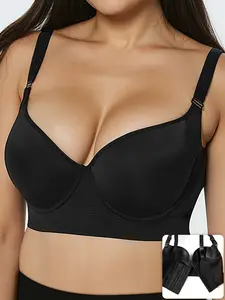 T-Shirt Bra Plus Size 3/4 Cup Push Up Bra for Women Seamless Lace Brassiere Soft Thin Breathable Comfortable Wireless Mesh Underwear Lingerie Adjustable Thin Padded Underwear Seamless Gather Lift Bras for Big Breast S-XXXL Fit
