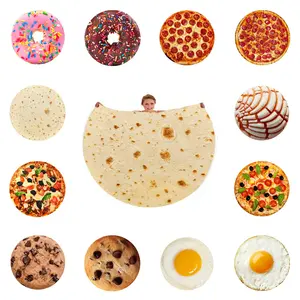 Funny & Realistic Print Flannel Throw Blanket, Omelette, Cookie, Burrito, Pizza, Waffle Patterns, Size Optional, Perfect Gift, All-Season Use