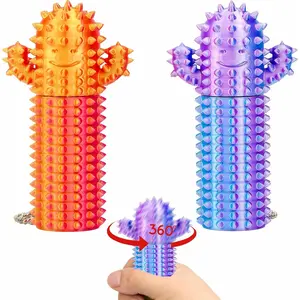 2pcs Fidget Toys Cactus Pain Stim Tool Mini Pocket Spiky Grippie Stim Keychain Anxiety Relief Fun Gifts Easter Basket Stuffers for Teens Toddler