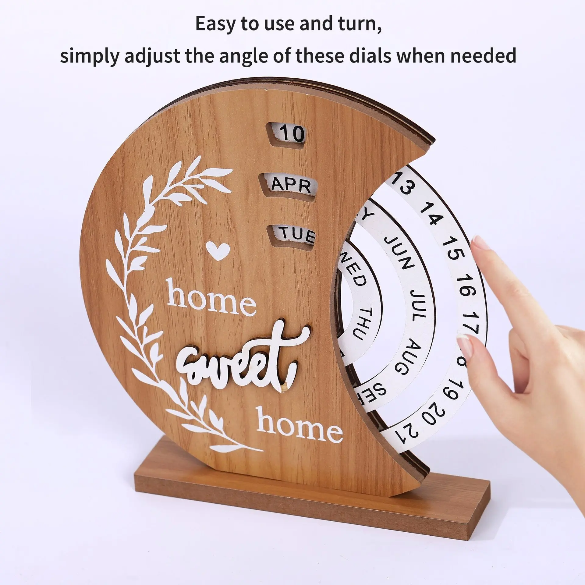 Wooden Perpetual Calendar, Vintage Aesthetic Rotating Block Design, Home Office Desk Accessory, Eco-Friendly Gift Idea, Durable Wood Material
