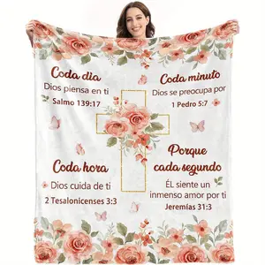 Christian Themed Pattern Letter Blanket, Spanish Christian Religious Gifts For Women - Regalos Cristianos Para Mujeres