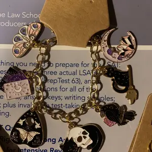 Skull Cat Goth Charm Bracelet