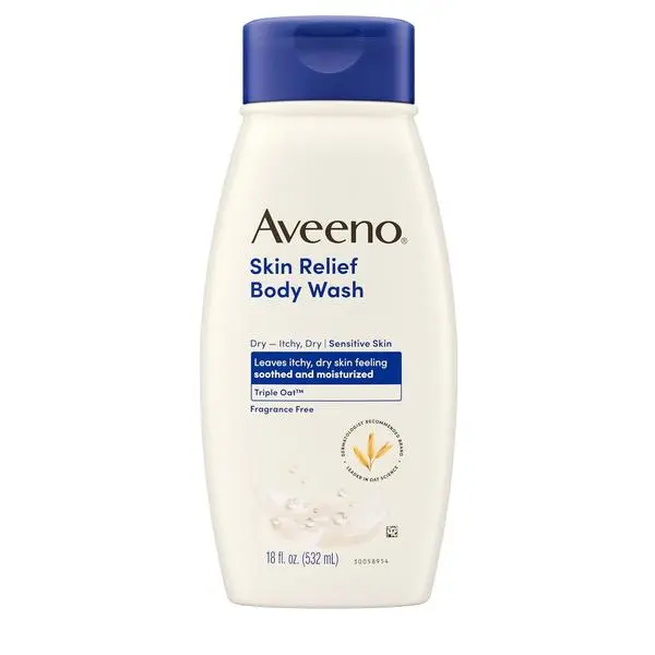 Aveeno Skin Relief Body Wash with Triple Oat Complex, Fragrance-Free, Gentle Daily Body Wash for Sensitive Skin Leaves Itchy, Dry Skin Feeling Soothed & Moisturized 18 Fl Oz