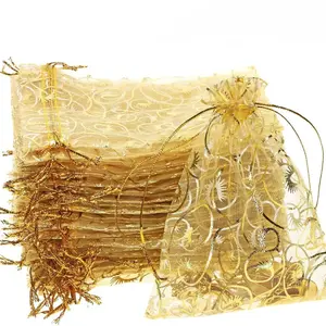 10/30/60pcs Organza Drawstring Bags - Wedding, Birthday Party Gifts and Decorative Ribbon Gift Packaging Chiffon Small Bags - Festival Theme Multi-purpose Fabric Bags