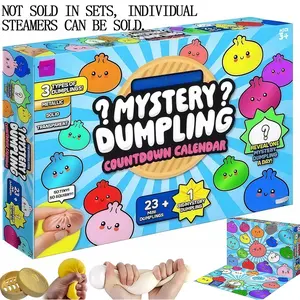 24 Glitter Dumpling Countdown Calendar Blind Box, Colorful Stress Relief Toys, Steam Lidded Shape Soft Toy, Perfect for Parties & Gifts