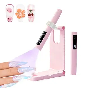 Mini portable LED nail light + stand, equipped with digital display, USB rechargeable lithium battery, compact design, suitable for home and travel, it is the perfect gift for nail care