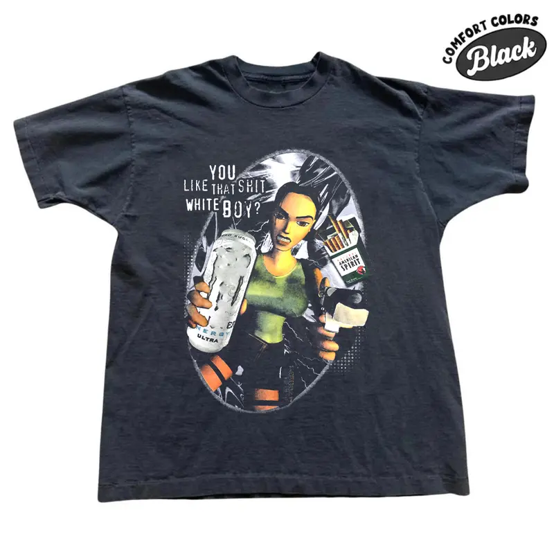 Lara Croft Comfort Color T-Shirt, Retro Tomb Raider Inspired Graphic Tee, Y2K Gamer Girl Shirt, Vintage Game Shirt, Gift for Women, Crew Neck T-shirt, Trending T-shirt