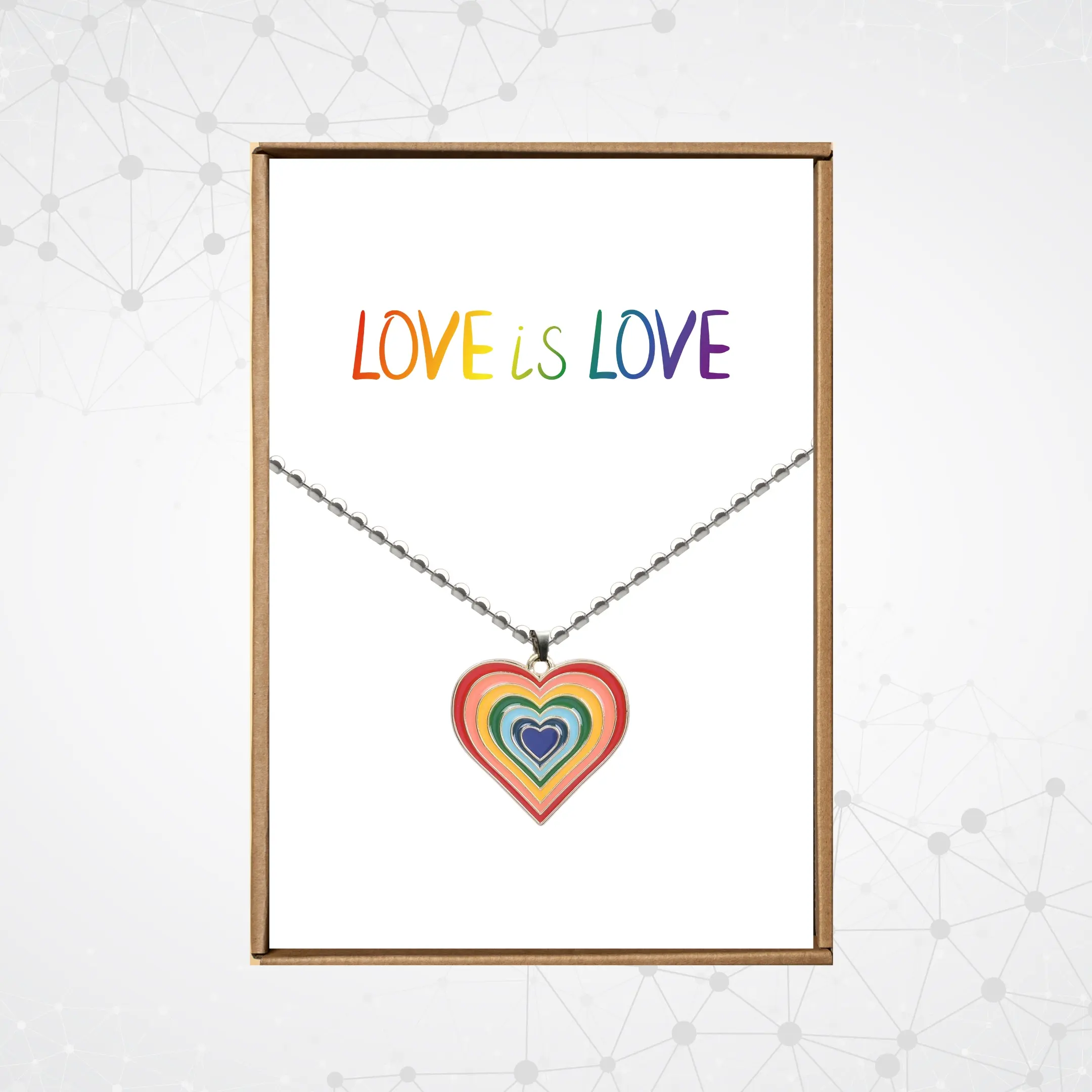 Pride necklace for women, Gay lesbian necklace, Bi pride jewelry subtle, Rainbow heart necklace