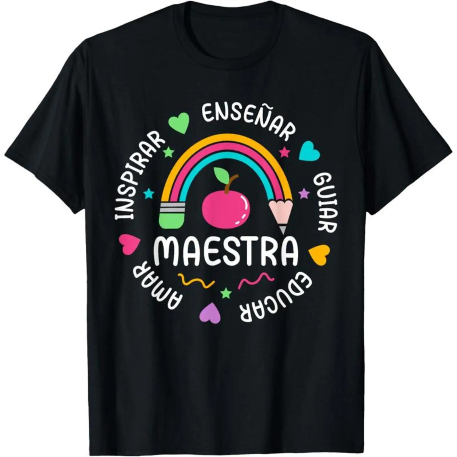 Men's Spanish Teacher Appreciation Graphic T-Shirt, Classic Soft 100% Cotton Shortsleeve Menswear Top